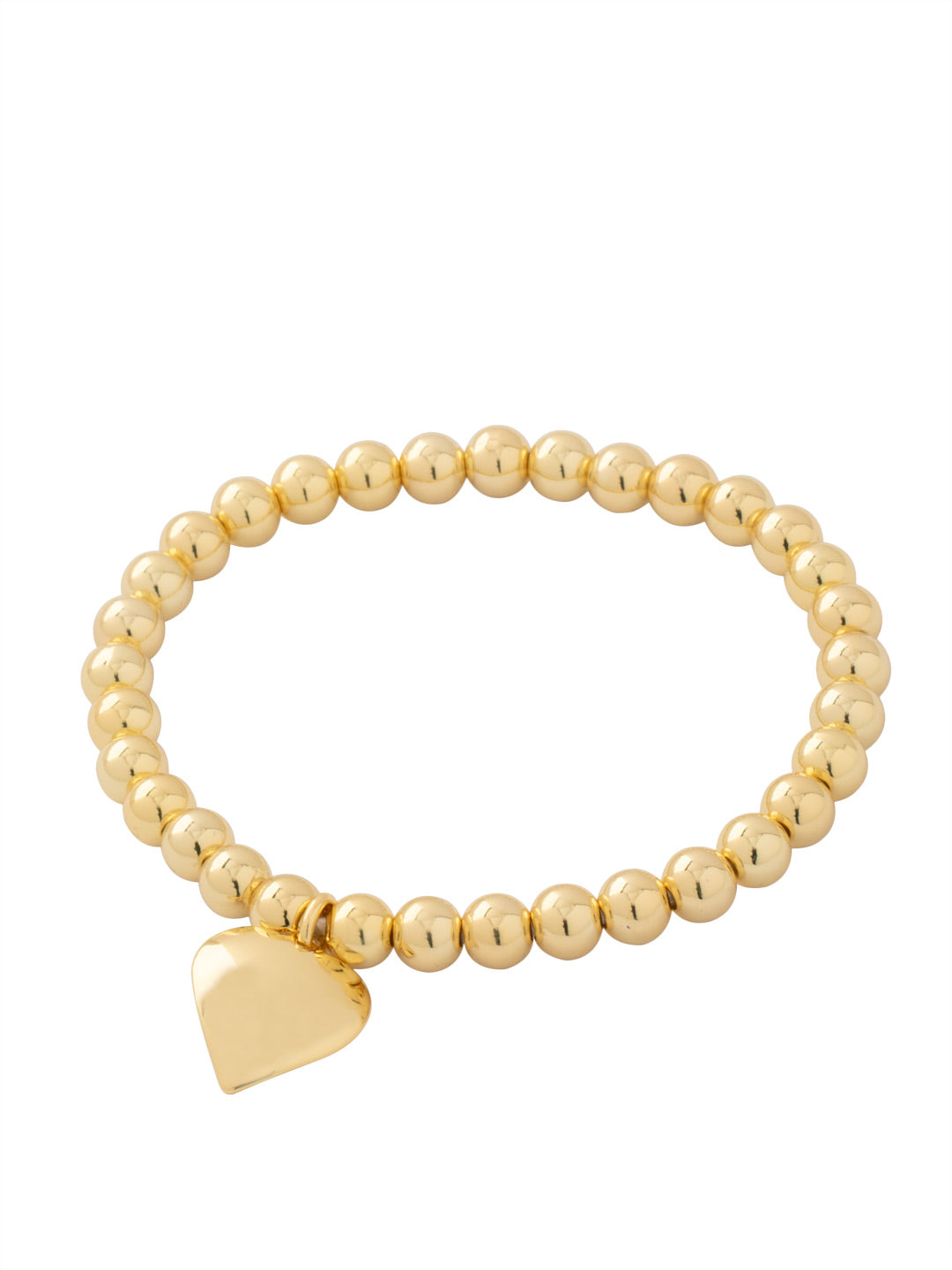 Heart Charm Stretch Bracelet - BFN19BGMTL - <p>The Heart Charm Stretch Bracelet features a single metal heart charm dangling on a metal beaded stretch bracelet, made with a sturdy jewelers' filament, stretching to fit most wrists comfortably without the hassle of a clasp! (7 inches in diameter, fits average wrist sizes) From Sorrelli's Bare Metallic collection in our Bright Gold-tone finish.</p>