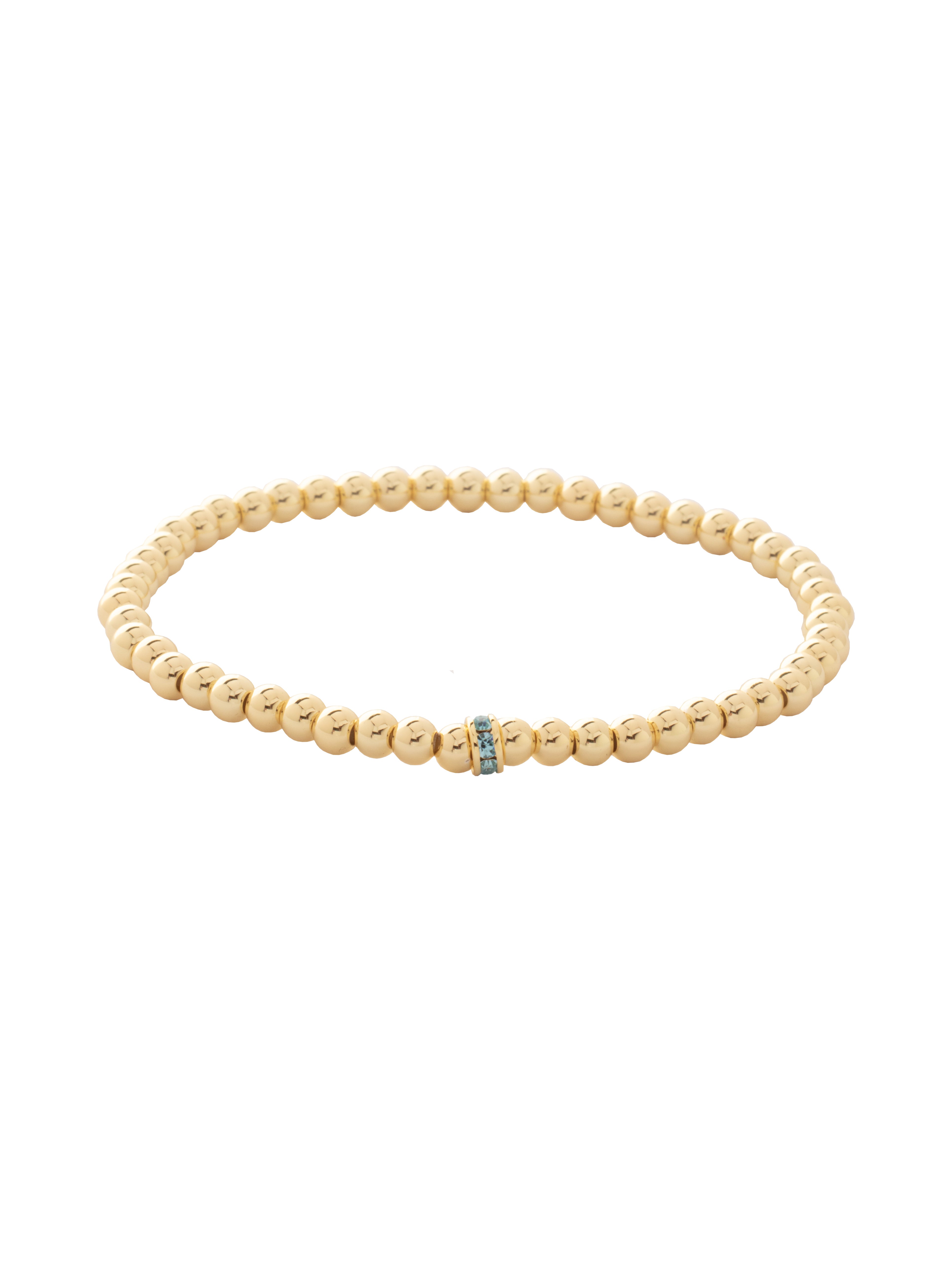 Mini Zola Charm Stretch Bracelet - BFN31BGPRT - <p>A mini take on a best-selling style, the Mini Zola Stretch Bracelet features repeating metal beads on a multi-layered stretchy jewelry filament and a single crystal embellished charm, creating a durable and trendy piece. From Sorrelli's Portofino collection in our Bright Gold-tone finish.</p>
