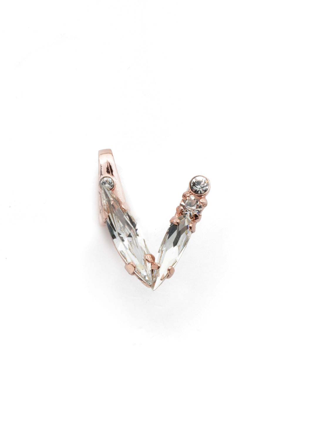 Crystal Charm 'V' Charm Other Accessory - CES26RGCRY - <p>Personalize your necklace or bracelet chain with a beautiful crystal charm. From the back, open the bale with your thumbnail and push your chainlink into the opening. From Sorrelli's Crystal collection in our Rose Gold-tone finish.</p>