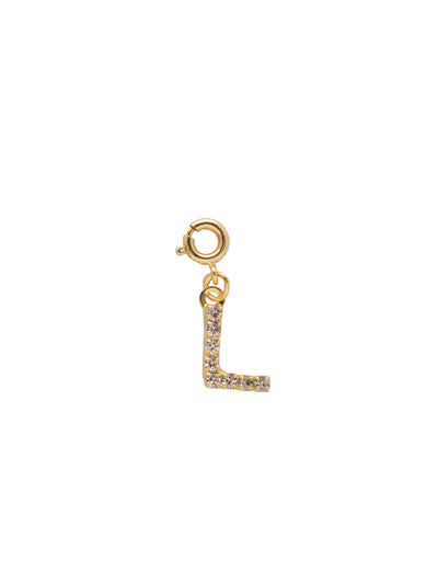 "L" Initial Charm - CFB12BGCRY - <p>The Initial Charm features a metal letter embellished with small round crystals and a small spring ring clasp. From Sorrelli's Crystal collection in our Bright Gold-tone finish.</p>