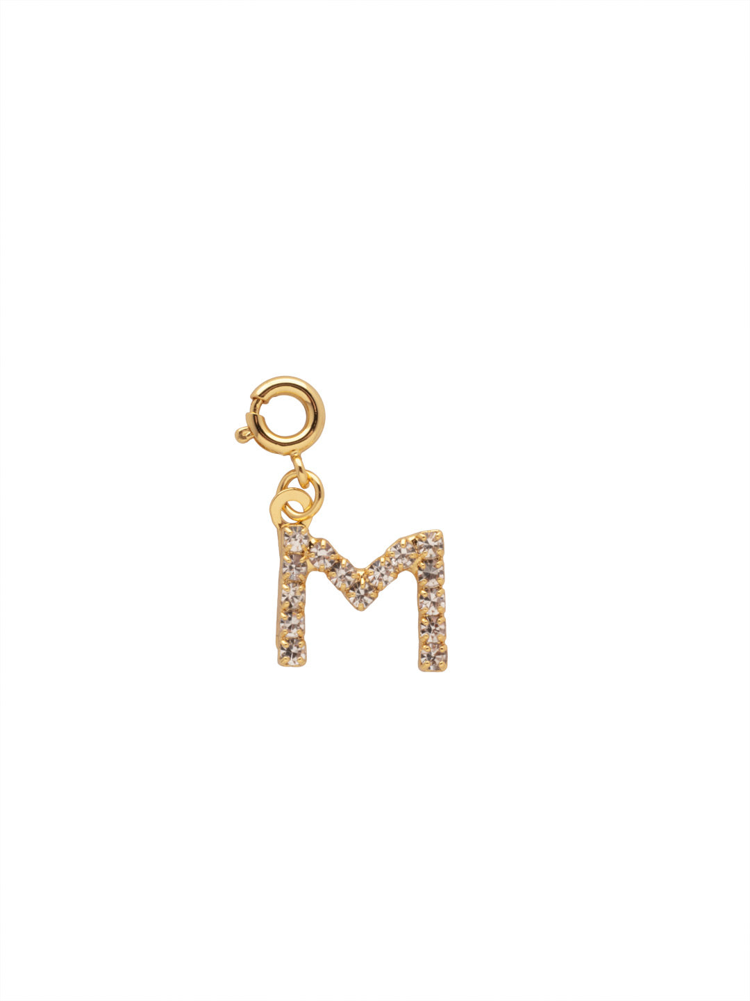"M" Initial Charm - CFB13BGCRY - <p>The Initial Charm features a metal letter embellished with small round crystals and a small spring ring clasp. From Sorrelli's Crystal collection in our Bright Gold-tone finish.</p>