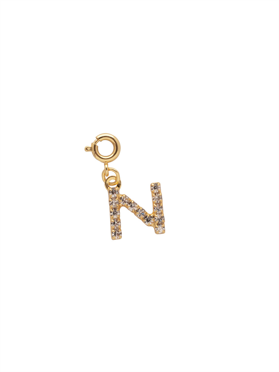 "N" Initial Charm - CFB14BGCRY - <p>The Initial Charm features a metal letter embellished with small round crystals and a small spring ring clasp. From Sorrelli's Crystal collection in our Bright Gold-tone finish.</p>