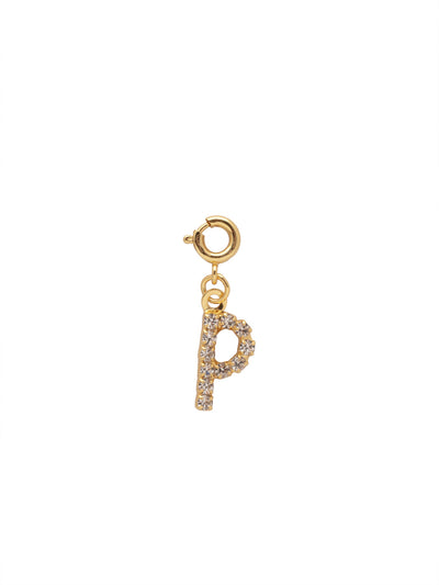 "P" Initial Charm - CFB16BGCRY - <p>The Initial Charm features a metal letter embellished with small round crystals and a small spring ring clasp. From Sorrelli's Crystal collection in our Bright Gold-tone finish.</p>