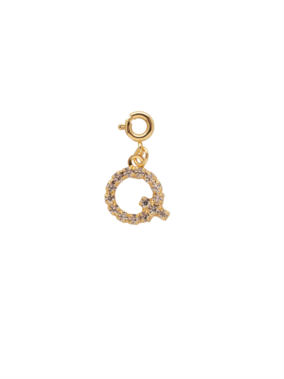 "Q" Initial Charm - CFB17BGCRY - <p>The Initial Charm features a metal letter embellished with small round crystals and a small spring ring clasp. From Sorrelli's Crystal collection in our Bright Gold-tone finish.</p>