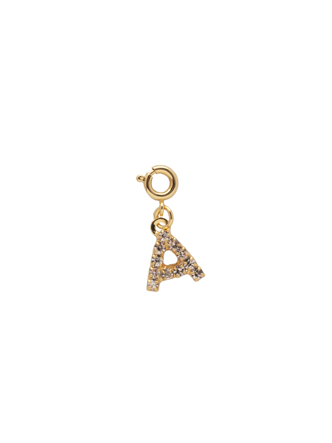 "A" Initial Charm - CFB1BGCRY - <p>The Initial Charm features a metal letter embellished with small round crystals and a small spring ring clasp. From Sorrelli's Crystal collection in our Bright Gold-tone finish.</p>