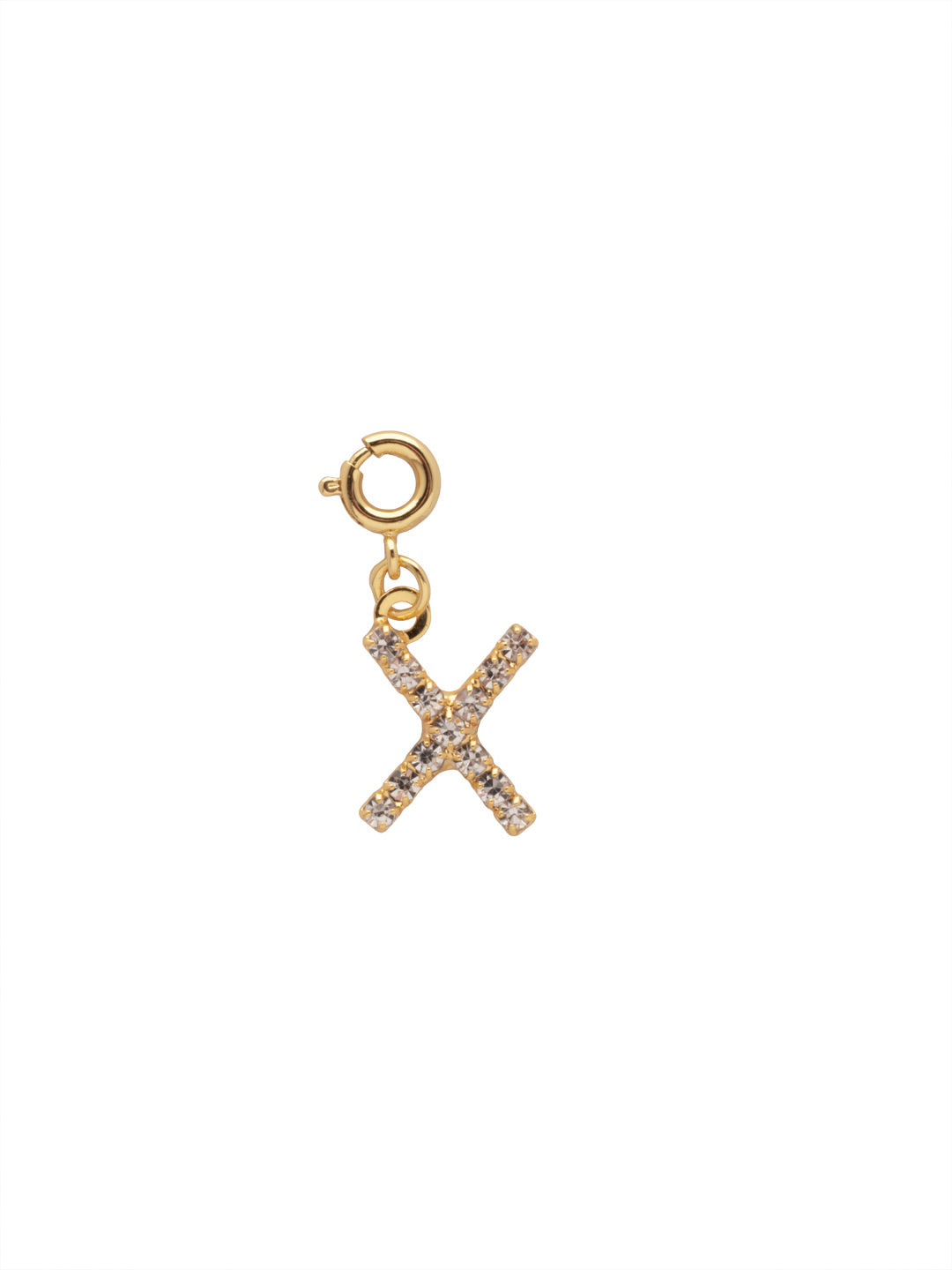 "X" Initial Charm - CFB24BGCRY - <p>The Initial Charm features a metal letter embellished with small round crystals and a small spring ring clasp. From Sorrelli's Crystal collection in our Bright Gold-tone finish.</p>
