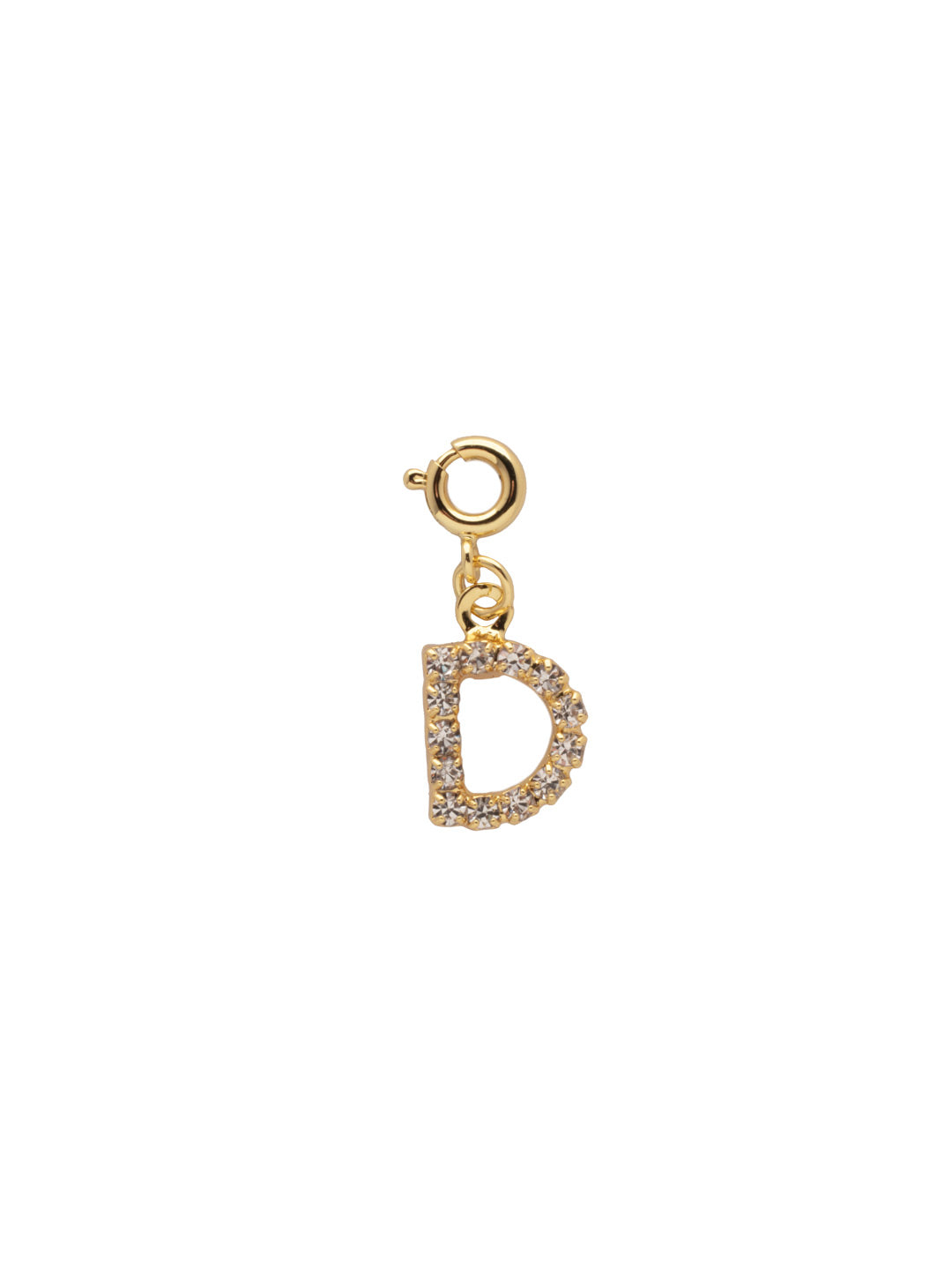 "D" Initial Charm - CFB4BGCRY - <p>The Initial Charm features a metal letter embellished with small round crystals and a small spring ring clasp. From Sorrelli's Crystal collection in our Bright Gold-tone finish.</p>