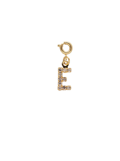 "E" Initial Charm - CFB5BGCRY - <p>The Initial Charm features a metal letter embellished with small round crystals and a small spring ring clasp. From Sorrelli's Crystal collection in our Bright Gold-tone finish.</p>