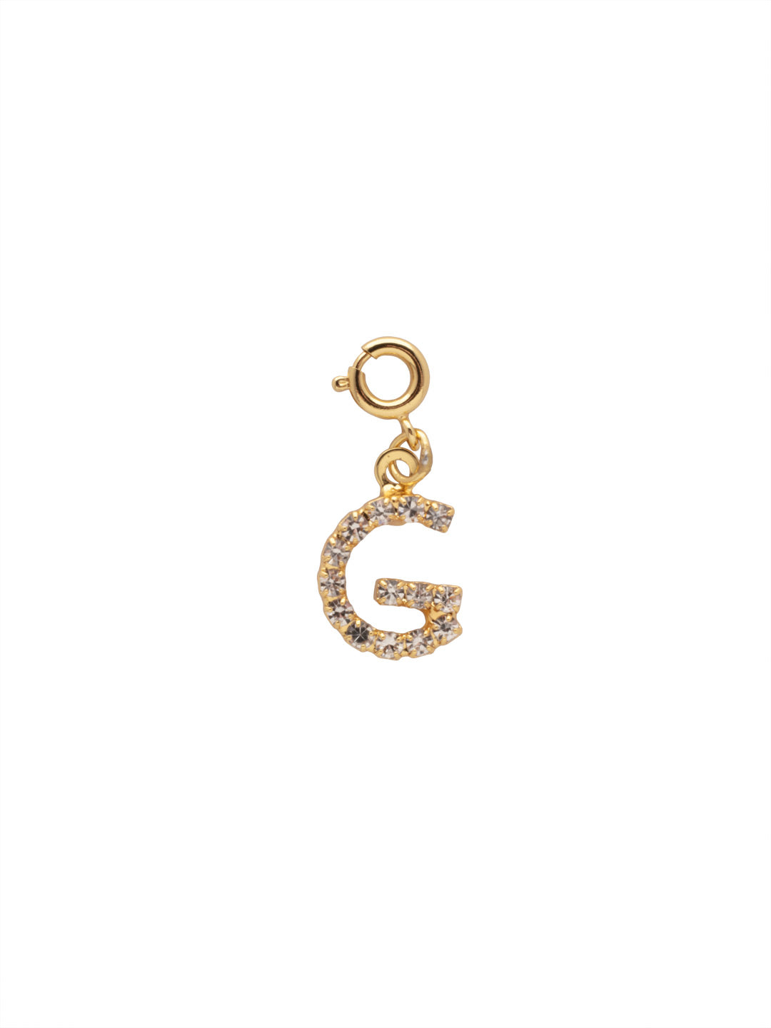 "G" Initial Charm - CFB7BGCRY - <p>The Initial Charm features a metal letter embellished with small round crystals and a small spring ring clasp. From Sorrelli's Crystal collection in our Bright Gold-tone finish.</p>
