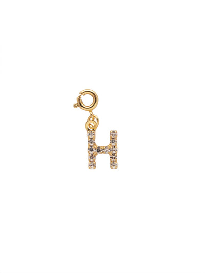 "H" Initial Charm - CFB8BGCRY - <p>The Initial Charm features a metal letter embellished with small round crystals and a small spring ring clasp. From Sorrelli's Crystal collection in our Bright Gold-tone finish.</p>