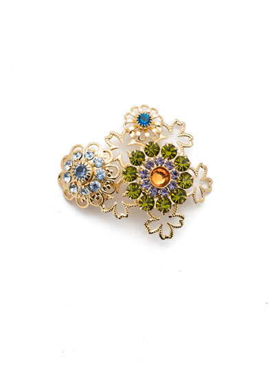 Edith Magnetic Charm - CHM2BGMUL - <p>Designed with ornate filagree detail and a colorful array of crystals. This multi-functional accessory charm embellishment can be used to decorate, your bag, blazer, dress or refrigerator. Securely fastening with a magnet, leaving no pin holes or damage to fabric. Promptly remove charm embellishment from clothing, bag or accessory before washing. From Sorrelli's Multi  collection in our Bright Gold-tone finish.</p>
