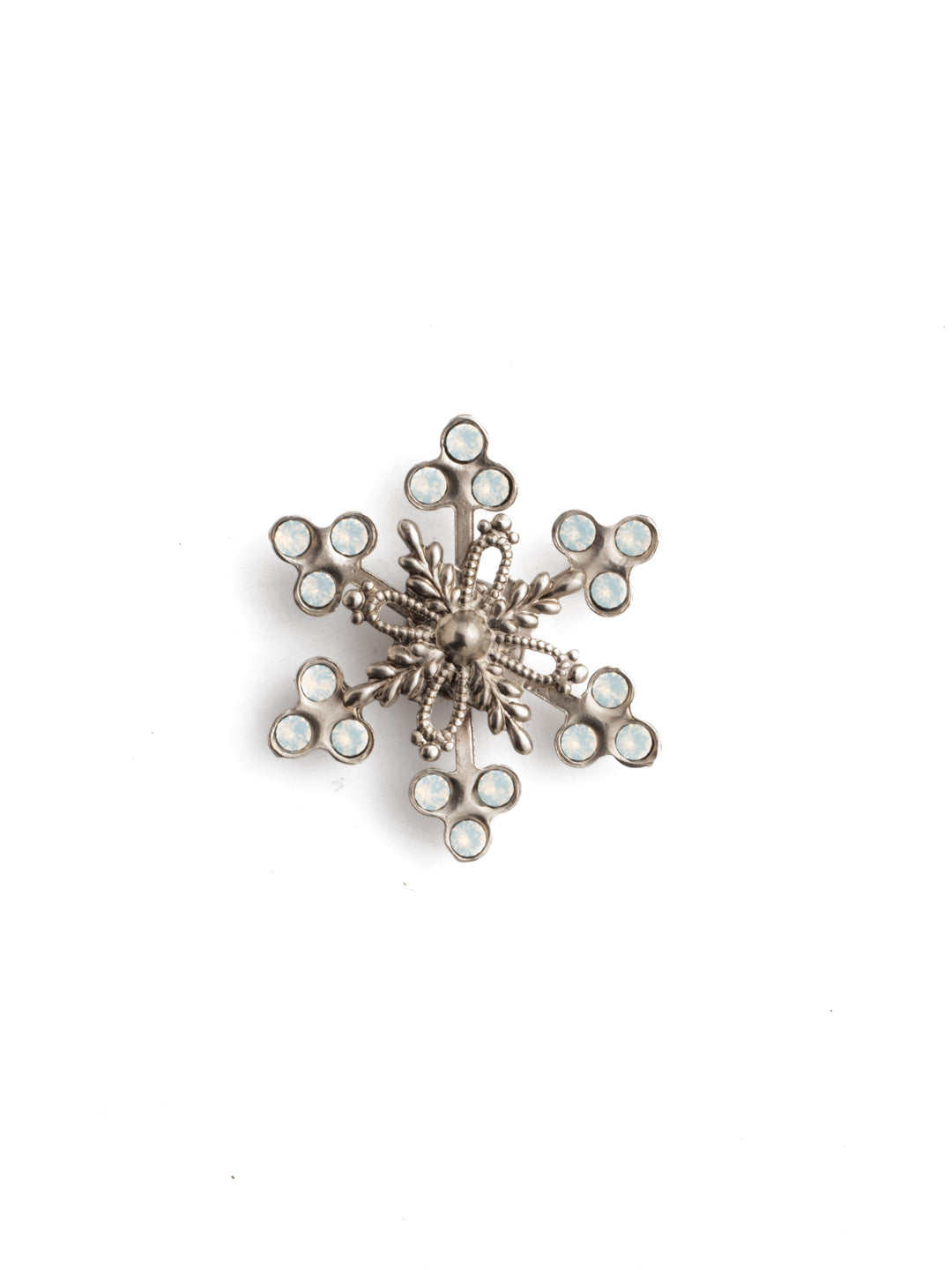 Guinevere Magnetic Charm - CHM5ASWO - <p>Designed eith petite crystals, this snowflake styled charm is the perfect accessory you needed for your bag, blazer, dress or refrigerator.  From Sorrelli's White Opal collection in our Antique Silver-tone finish.</p>