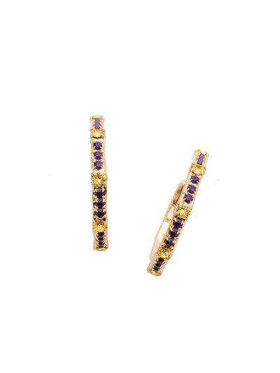 Classic Rhinestone Hoop Earring - EAX23BGLPU - <p>A match for your sparkling personality. These delicate hoop earrings are encrusted with multi-colored crystals on an antique frame. Features a post back for secure wear. From Sorrelli's Love Purple collection in our Bright Gold-tone finish.</p>
