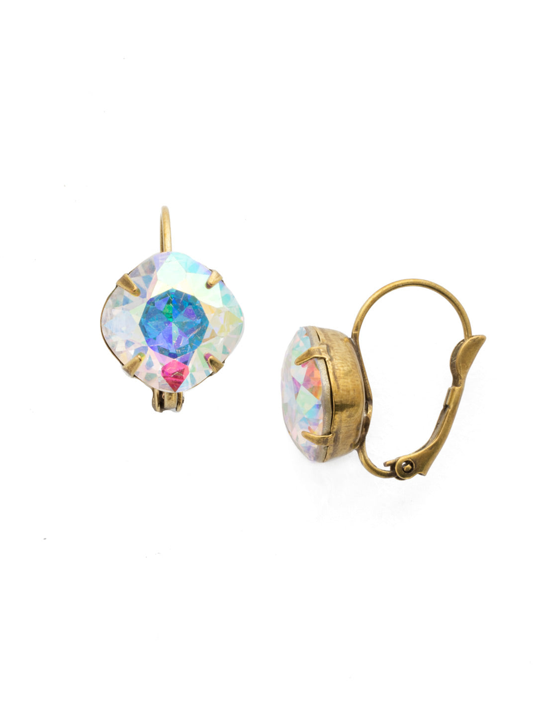 Single Drop Crystal Dangle Earrings - EBA12AGSNF - Sleek and simple, these single crystal, cushion-cut drop earrings will dazzle.