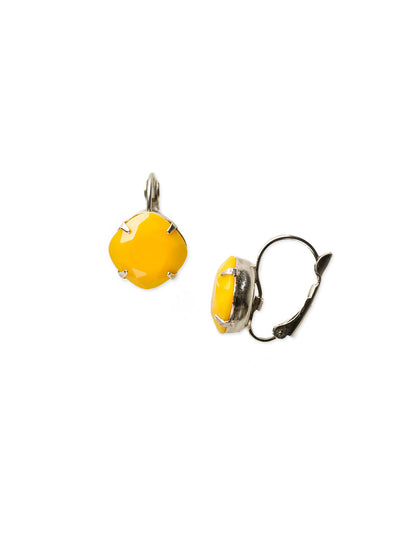 Single Drop Crystal Dangle Earrings - EBA12ASLZ - <p>Sleek and simple, these single crystal, cushion-cut drop earrings will dazzle. From Sorrelli's Lemon Zest collection in our Antique Silver-tone finish.</p>