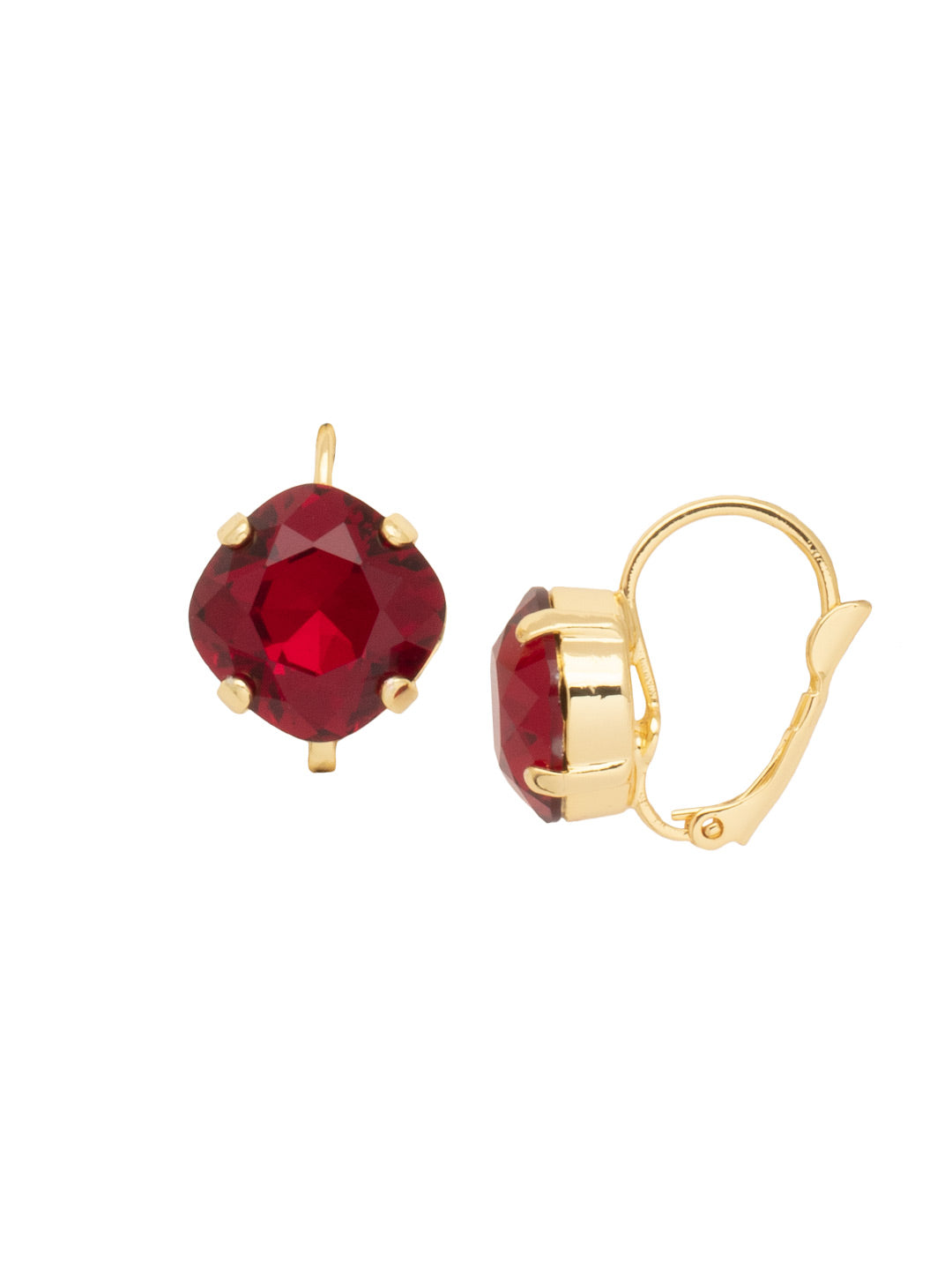 Single Drop Crystal Dangle Earrings - EBA12BGCB - <p>Sleek and simple, these single crystal, cushion-cut drop earrings will dazzle. From Sorrelli's Cranberry collection in our Bright Gold-tone finish.</p>