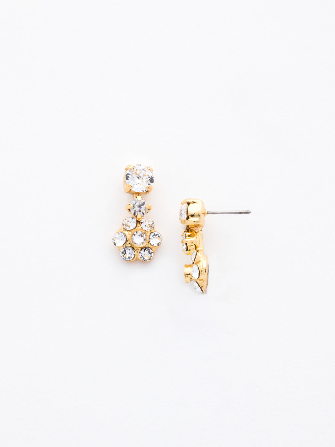 Flower Drop Dangle Earrings - EBE2BGCRY - <p>Simply sweet. A floral crystal cluster drops from a round crystal post in these delicate drop earrings. They add a sweet touch of romance to any outfit. From Sorrelli's Crystal collection in our Bright Gold-tone finish.</p>