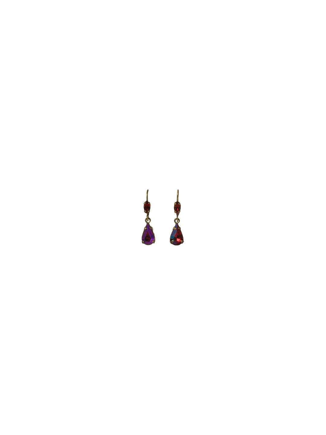 Teardrop Dangle Earrings - EBF20AGCB - Pair with anything! Antique links connect these faceted crystals to form a delicate frame. The pear shape creates a classic yet distinctive silhouette. From Sorrelli's Cranberry collection in our Antique Gold-tone finish.
