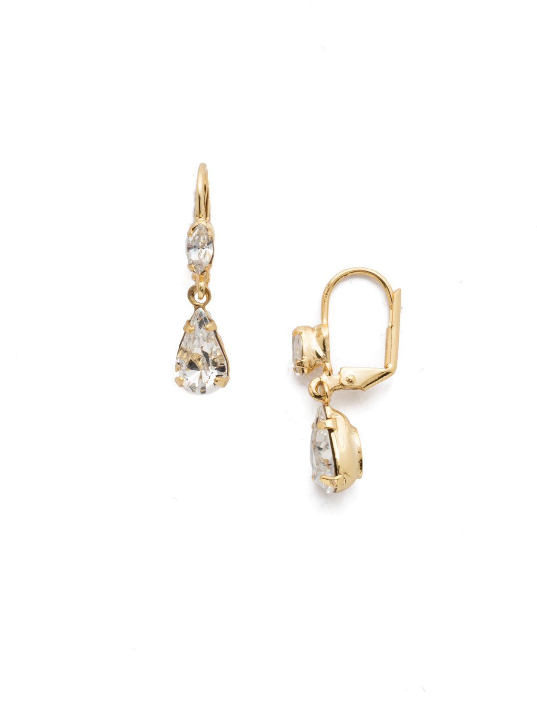 Teardrop Dangle Earrings - EBF20BGCRY - <p>Pair with anything! Antique links connect these faceted crystals to form a delicate frame. The pear shape creates a classic yet distinctive silhouette. From Sorrelli's Crystal collection in our Bright Gold-tone finish.</p>