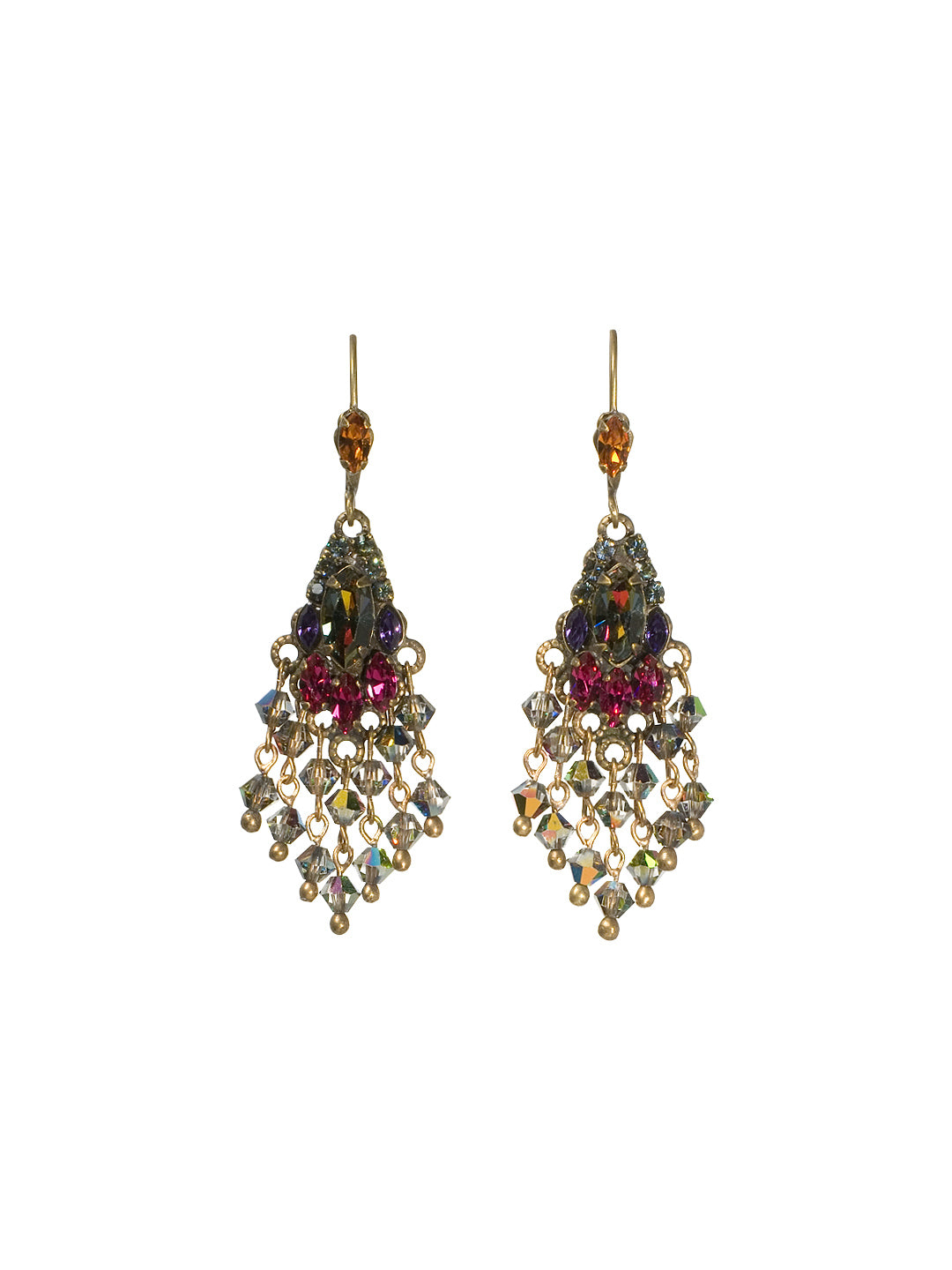 Chandelier Beaded Dangle Earrings - EBF8AGVO - <p>The Chandelier Beaded Dangle Earrings feature intricate beading and crystals on a lever-back French wire. From Sorrelli's Volcano collection in our Antique Gold-tone finish.</p>