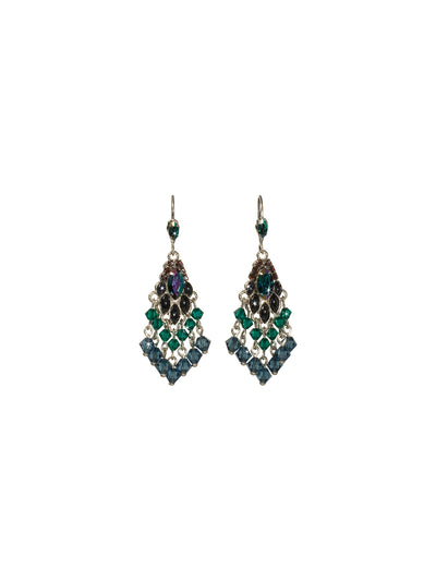 Chandelier Beaded Dangle Earrings - EBF8ASEMC - <p>The Chandelier Beaded Dangle Earrings feature intricate beading and crystals on a lever-back French wire. From Sorrelli's Emerald City collection in our Antique Silver-tone finish.</p>