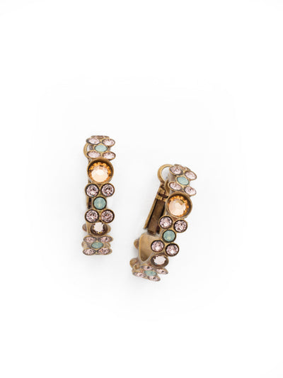 Floral Hoop Earrings - EBP15AGAP - <p>Intricate design, infused with gorgeous shine. A motif of floral clusters is featured here on a small, delicate hoop with a hinged post backing. From Sorrelli's Apricot Agate collection in our Antique Gold-tone finish.</p>