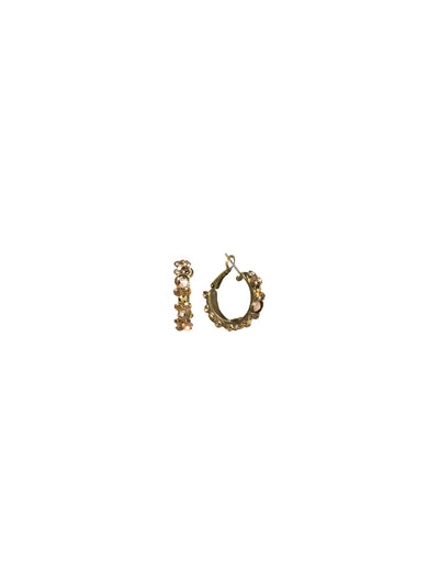 Floral Hoop Earrings - EBP15AGRSU - <p>Intricate design, infused with gorgeous shine. A motif of floral clusters is featured here on a small, delicate hoop with a hinged post backing. From Sorrelli's Raw Sugar collection in our Antique Gold-tone finish.</p>