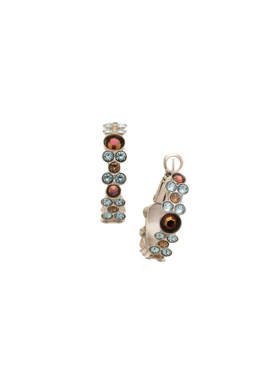 Floral Hoop Earrings - EBP15ASBBR - <p>Intricate design, infused with gorgeous shine. A motif of floral clusters is featured here on a small, delicate hoop with a hinged post backing. From Sorrelli's Blue Brocade collection in our Antique Silver-tone finish.</p>