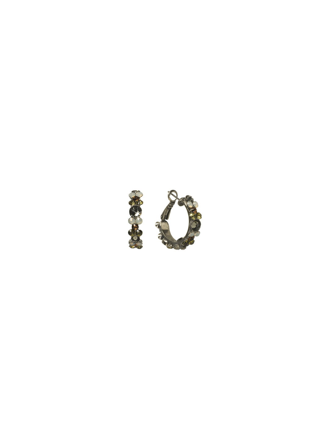 Floral Hoop Earrings - EBP15ASCJ - <p>Intricate design, infused with gorgeous shine. A motif of floral clusters is featured here on a small, delicate hoop with a hinged post backing. From Sorrelli's Concrete Jungle collection in our Antique Silver-tone finish.</p>