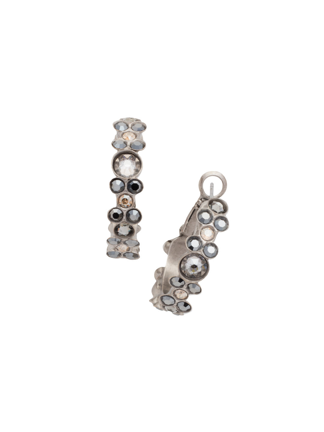 Floral Hoop Earrings - EBP15ASGV - <p>Intricate design, infused with gorgeous shine. A motif of floral clusters is featured here on a small, delicate hoop with a hinged post backing. From Sorrelli's Gold Vermeil collection in our Antique Silver-tone finish.</p>