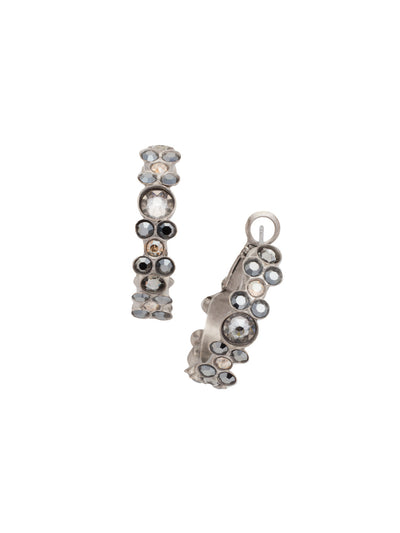 Floral Hoop Earrings - EBP15ASGV - <p>Intricate design, infused with gorgeous shine. A motif of floral clusters is featured here on a small, delicate hoop with a hinged post backing. From Sorrelli's Gold Vermeil collection in our Antique Silver-tone finish.</p>