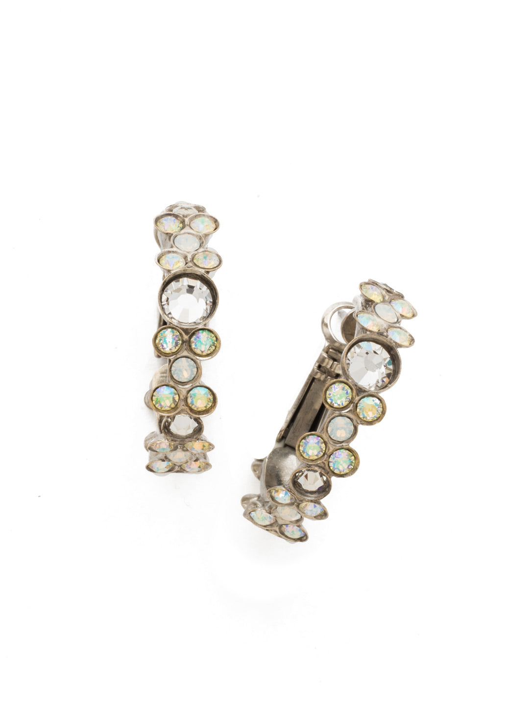 Floral Hoop Earrings - EBP15ASLZ - <p>Intricate design, infused with gorgeous shine. A motif of floral clusters is featured here on a small, delicate hoop with a hinged post backing. From Sorrelli's Lemon Zest collection in our Antique Silver-tone finish.</p>