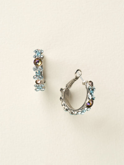 Floral Hoop Earrings - EBP15ASSKY - <p>Intricate design, infused with gorgeous shine. A motif of floral clusters is featured here on a small, delicate hoop with a hinged post backing. From Sorrelli's Sky Blue Peach collection in our Antique Silver-tone finish.</p>