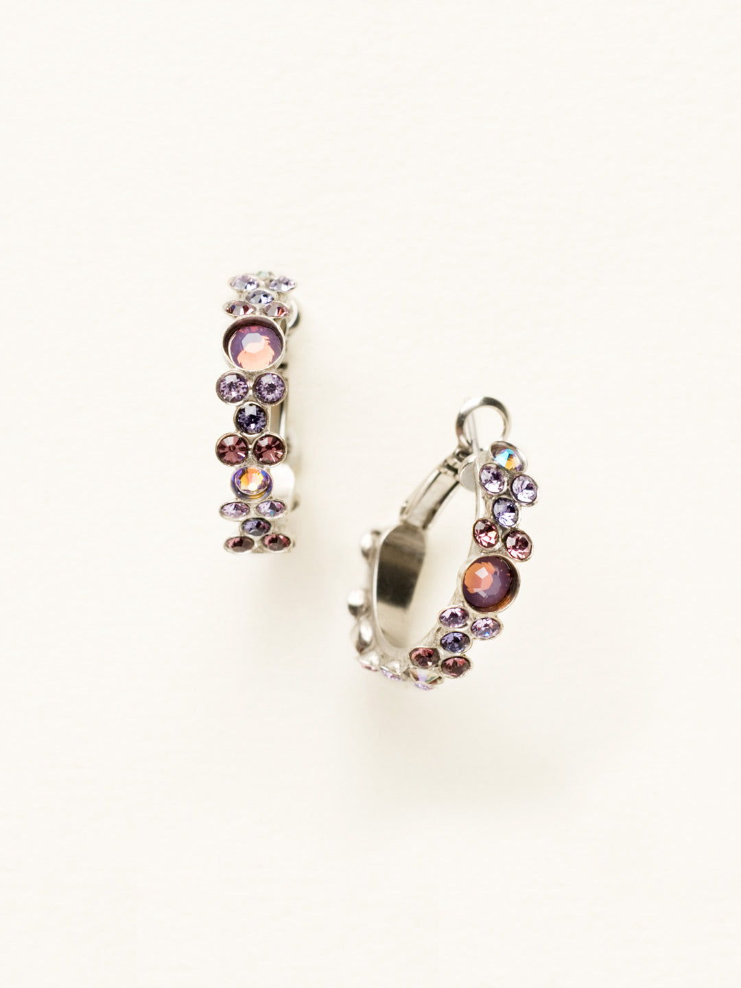 Floral Hoop Earrings - EBP15ASVE - <p>Intricate design, infused with gorgeous shine. A motif of floral clusters is featured here on a small, delicate hoop with a hinged post backing. From Sorrelli's Violet Eyes collection in our Antique Silver-tone finish.</p>