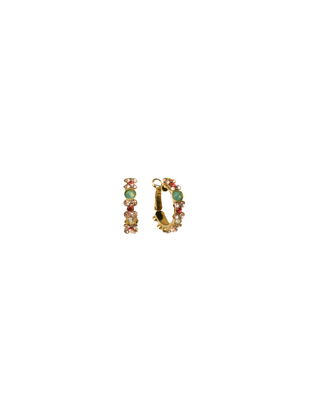 Floral Hoop Earrings - EBP15BGCOR - <p>Intricate design, infused with gorgeous shine. A motif of floral clusters is featured here on a small, delicate hoop with a hinged post backing. From Sorrelli's Coral Reef collection in our Bright Gold-tone finish.</p>