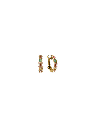 Floral Hoop Earrings - EBP15BGCOR - <p>Intricate design, infused with gorgeous shine. A motif of floral clusters is featured here on a small, delicate hoop with a hinged post backing. From Sorrelli's Coral Reef collection in our Bright Gold-tone finish.</p>
