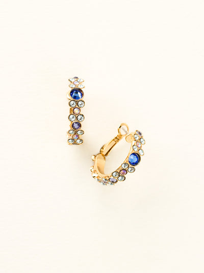 Floral Hoop Earrings - EBP15BGSS - <p>Intricate design, infused with gorgeous shine. A motif of floral clusters is featured here on a small, delicate hoop with a hinged post backing. From Sorrelli's Sweet Sapphire collection in our Bright Gold-tone finish.</p>
