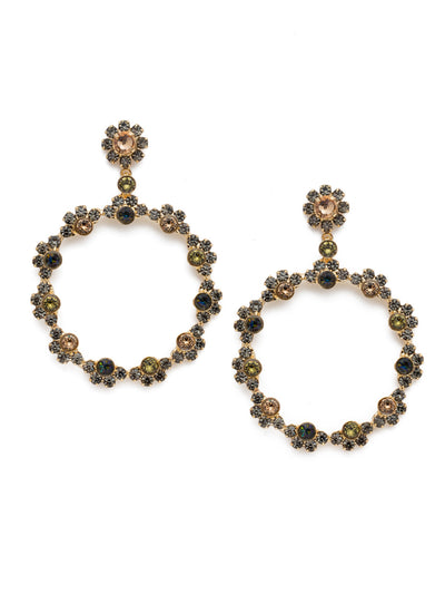 Cirque Statement Earrings - EBP50BGCSM - A crystal encrusted circle hangs from a floral-inspired post in this classic Sorrelli style. From Sorrelli's Cashmere collection in our Bright Gold-tone finish.