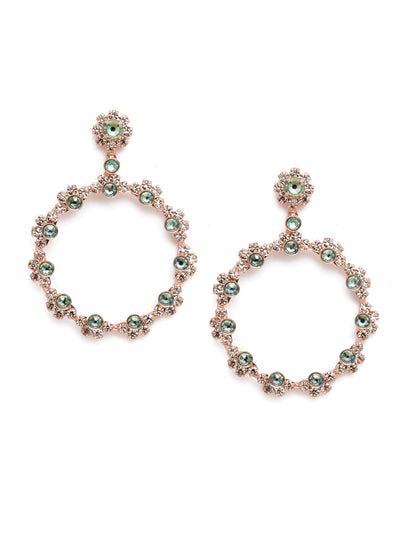 Cirque Statement Earrings - EBP50RGCAZ - A crystal encrusted circle hangs from a floral-inspired post in this classic Sorrelli style. From Sorrelli's Crystal Azure collection in our Rose Gold-tone finish.