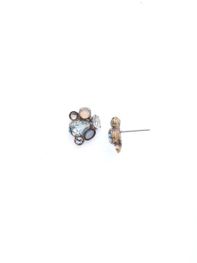 Abstract Cluster Earring - EBS18AGCLN - This multi stone cluster earring features a small statement of dimension.