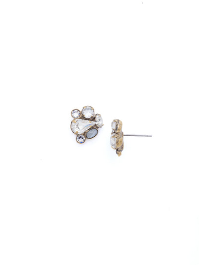 Abstract Cluster Earring - EBS18AGCRY - This multi stone cluster earring features a small statement of dimension.