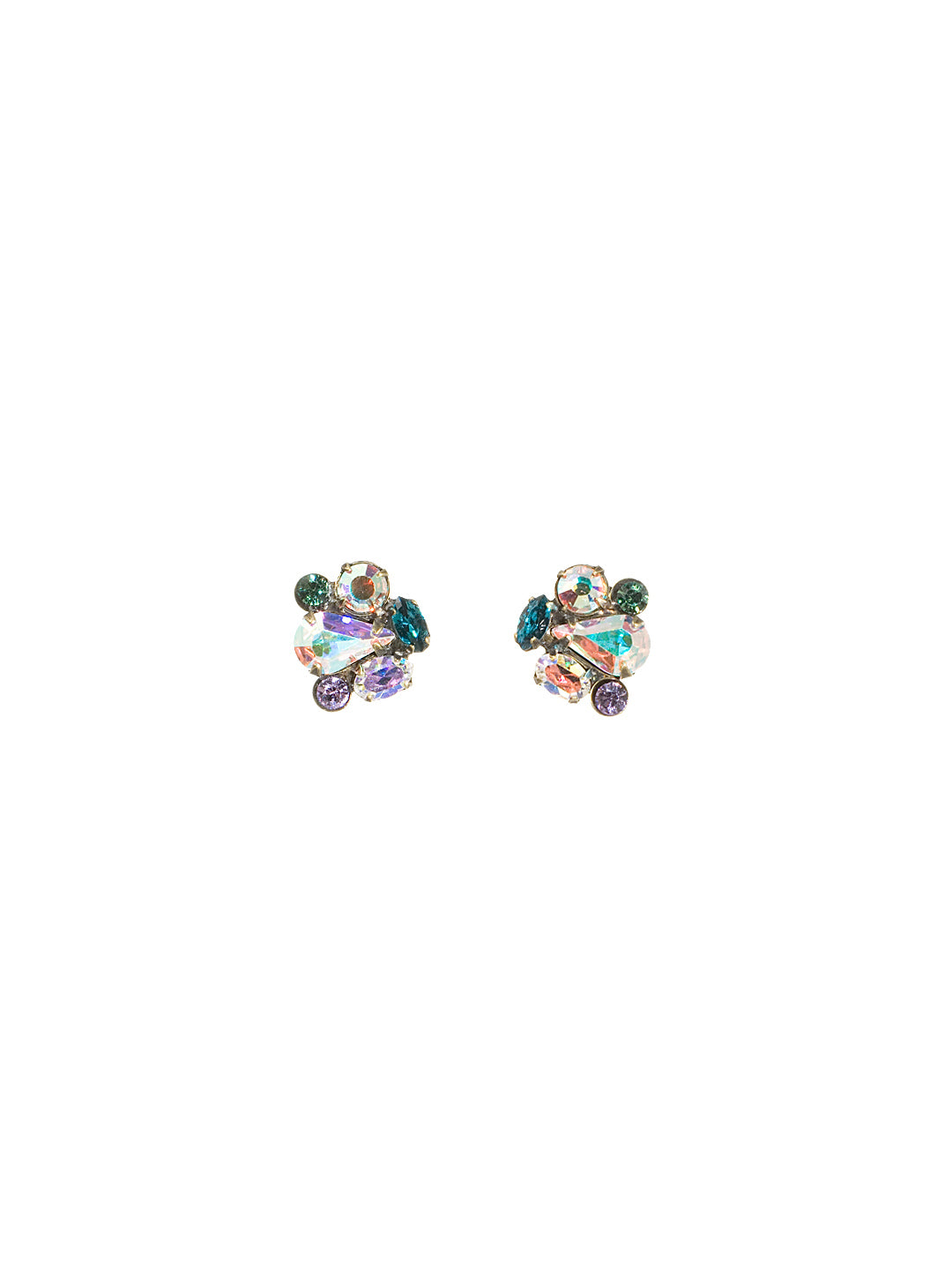 Abstract Cluster Earring - EBS18AGSMI - This multi stone cluster earring features a small statement of dimension. From Sorrelli's Smitten collection in our Antique Gold-tone finish.