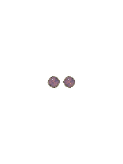 Cushion-Cut Solitaire Stud Earrings - EBX10ASVE - All around allure; the Cushion-Cut Solitaire Stud Earring features a rounded-edge, cushion cut stone that is encircled by a vintage inspired decorative, edged border. A post backing ensures comfortable, everyday wear. From Sorrelli's Violet Eyes collection in our Antique Silver-tone finish.