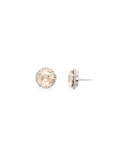 Cushion-Cut Solitaire Stud Earrings - EBX10RHCCH - <p>All around allure; the Cushion-Cut Solitaire Stud Earring features a rounded-edge, cushion cut stone that is encircled by a vintage inspired decorative, edged border. A post backing ensures comfortable, everyday wear. From Sorrelli's Crystal Champagne collection in our Palladium Silver-tone finish.</p>