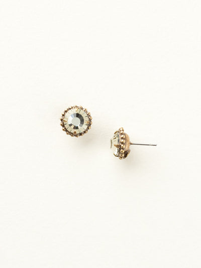 Simplicity Stud Earrings - EBY38AGJON - <p>A timeless classic, the Simplicity Stud Earrings feature round cut crystals in a variety of colors; accented with a halo of metal beaded detail. Need help picking a stud? <a href="https://www.sorrelli.com/blogs/sisterhood/round-stud-earrings-101-a-rundown-of-sizes-styles-and-sparkle">Check out our size guide!</a> From Sorrelli's Jonquil collection in our Antique Gold-tone finish.</p>