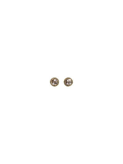 Simplicity Stud Earrings - EBY38AGRSU - <p>A timeless classic, the Simplicity Stud Earrings feature round cut crystals in a variety of colors; accented with a halo of metal beaded detail. Need help picking a stud? <a href="https://www.sorrelli.com/blogs/sisterhood/round-stud-earrings-101-a-rundown-of-sizes-styles-and-sparkle">Check out our size guide!</a> From Sorrelli's Raw Sugar collection in our Antique Gold-tone finish.</p>