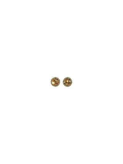 Simplicity Stud Earrings - EBY38AGSMP - <p>A timeless classic, the Simplicity Stud Earrings feature round cut crystals in a variety of colors; accented with a halo of metal beaded detail. Need help picking a stud? <a href="https://www.sorrelli.com/blogs/sisterhood/round-stud-earrings-101-a-rundown-of-sizes-styles-and-sparkle">Check out our size guide!</a> From Sorrelli's Summer Peach collection in our Antique Gold-tone finish.</p>