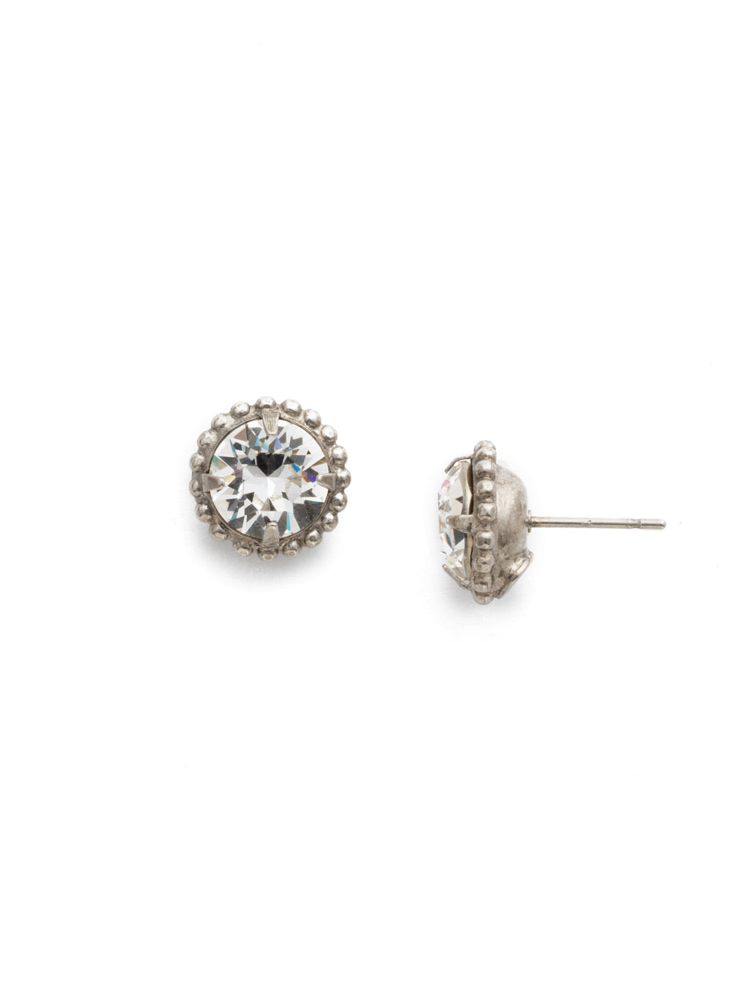 Simplicity Stud Earring - EBY38ASCRY - <p>A timeless classic, the Simplicity Stud Earrings feature round cut crystals in a variety of colors; accented with a halo of metal beaded detail. From Sorrelli's Crystal collection in our Antique Silver-tone finish.</p>