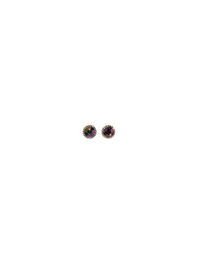 Simplicity Stud Earrings - EBY38ASEMC - <p>A timeless classic, the Simplicity Stud Earrings feature round cut crystals in a variety of colors; accented with a halo of metal beaded detail. Need help picking a stud? <a href="https://www.sorrelli.com/blogs/sisterhood/round-stud-earrings-101-a-rundown-of-sizes-styles-and-sparkle">Check out our size guide!</a> From Sorrelli's Emerald City collection in our Antique Silver-tone finish.</p>