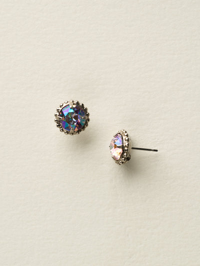 Simplicity Stud Earrings - EBY38ASLAM - <p>A timeless classic, the Simplicity Stud Earrings feature round cut crystals in a variety of colors; accented with a halo of metal beaded detail. Need help picking a stud? <a href="https://www.sorrelli.com/blogs/sisterhood/round-stud-earrings-101-a-rundown-of-sizes-styles-and-sparkle">Check out our size guide!</a> From Sorrelli's Lavender Mint collection in our Antique Silver-tone finish.</p>